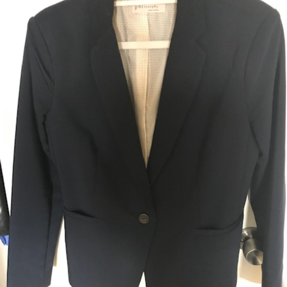 PHILOSOPHY Navy Blue Single Button Blazer NWOT Philosophy